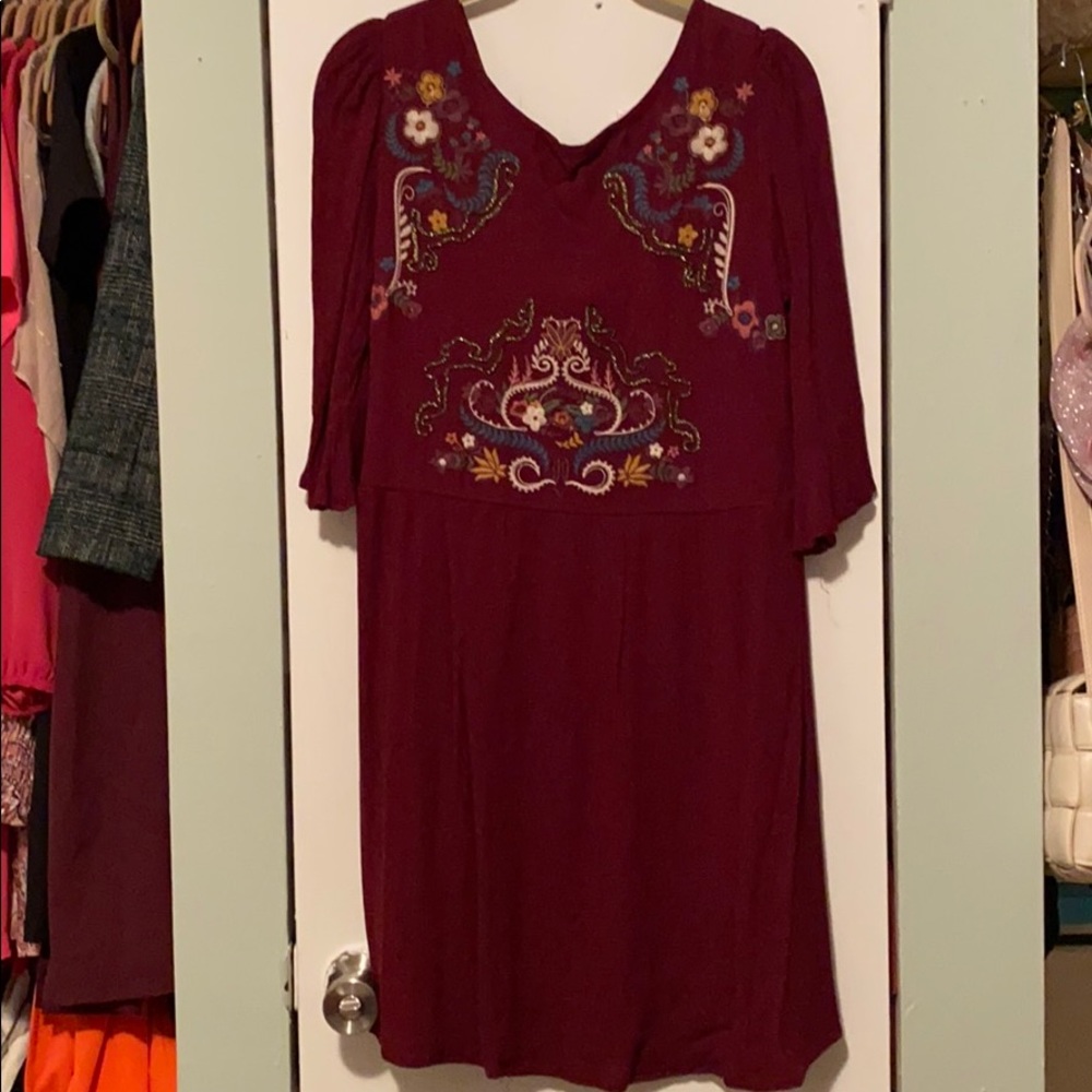 Embroidered target dress